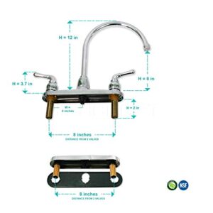 Highcraft 393I9 Kitchen Faucet Without Spray, High Arc Swivel Spout Two Easy to Operate Metal Handles, Chrome Finish Lead-Free Construction 2.2 GPM Flow Rate