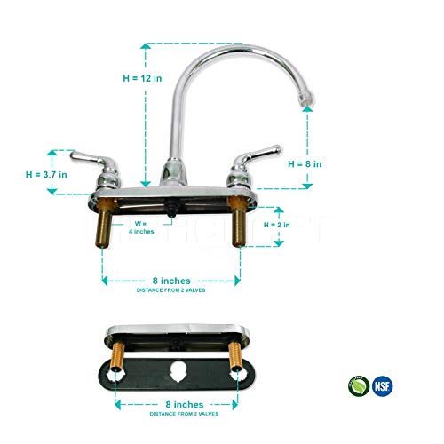 Highcraft 393I9 Kitchen Faucet Without Spray, High Arc Swivel Spout Two Easy to Operate Metal Handles, Chrome Finish Lead-Free Construction 2.2 GPM Flow Rate