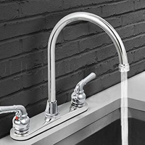 Highcraft 393I9 Kitchen Faucet Without Spray, High Arc Swivel Spout Two Easy to Operate Metal Handles, Chrome Finish Lead-Free Construction 2.2 GPM Flow Rate