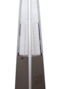 Hiland NG-GT-BRZ Natural Gas Commercial Glass Tube Patio Heater w/Wheels, 42,000 BTU, Variable Heat Control, Pyrmaid, Bronze