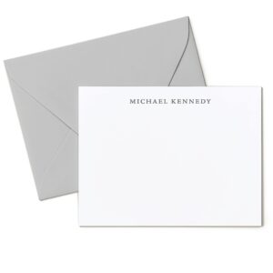 personalized flat notecards w/envelopes (a2 & a7) - traditional flat cards and envelopes w/custom name, text & more - stationery thank you cards for men/women -classy desk supplies - simplicity flat