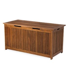 plow & hearth 62a37-nt lancaster outdoor furniture collection eucalyptus wood storage box, natural