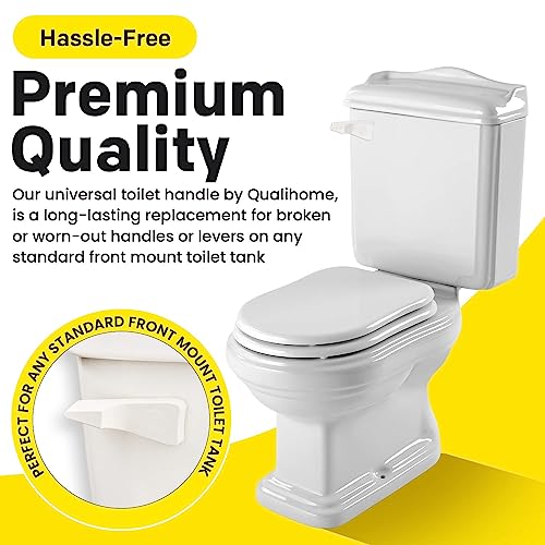 Qualihome Toilet Tank Flush Lever Replacement for American Standard (White, Straight Arm)