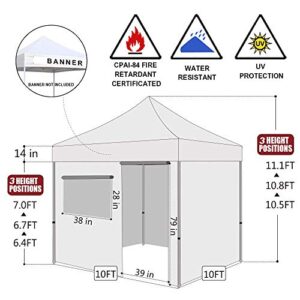 Eurmax USA 10'x10' Ez Pop-up Canopy Tent Commercial Instant Canopies with 4 Removable Zipper End Side Walls and Roller Bag, Bonus 4 SandBags(White)