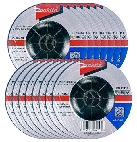 Makita 15 Pack - 4.5" Grinding Wheel For Grinders - Aggressive Grinding For Metal - 4-1/2" x 1/4 x 7/8-Inch