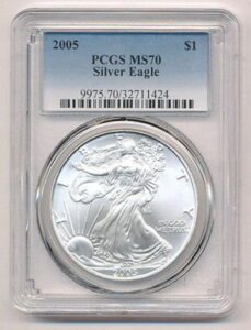2005 p american silver eagle dollar ms70 pcgs