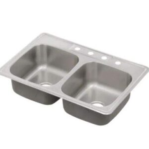 MSDP5050P 33" x 22" Stainless Steel Drop In Double Bowl Kitchen Sink with Drain Assembly