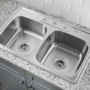 MSDP5050P 33" x 22" Stainless Steel Drop In Double Bowl Kitchen Sink with Drain Assembly