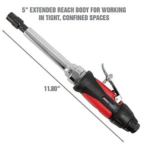 OEMTOOLS 24408 1/4 Inch Extended Air Die Grinder, Straight Die Grinder for Surface Prep, Extended Grinder with 5 Inch Reach for Tight Spaces, Surface Tool