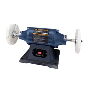 powertec bf600 bench buffer polisher, 6 inch buffing & polishing machine for metal, jewelry, knives, wood, jade and plastic