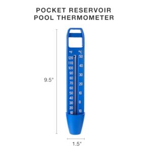 SplashTech Pocket Scoop Reservoir Pool Thermometer with Large EZ Read Display & Cord– Shatter Proof - Swimming Pool Maintenance Equipment for Indoor/Outdoor Pool, Spa, Hot Tub, Pond, Jacuzzi