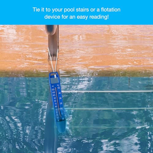 SplashTech Pocket Scoop Reservoir Pool Thermometer with Large EZ Read Display & Cord– Shatter Proof - Swimming Pool Maintenance Equipment for Indoor/Outdoor Pool, Spa, Hot Tub, Pond, Jacuzzi