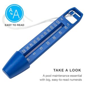 SplashTech Pocket Scoop Reservoir Pool Thermometer with Large EZ Read Display & Cord– Shatter Proof - Swimming Pool Maintenance Equipment for Indoor/Outdoor Pool, Spa, Hot Tub, Pond, Jacuzzi