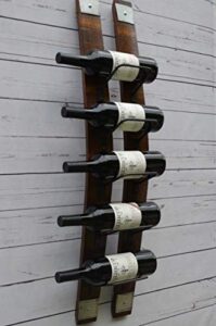 wine rack, 5 - bottle wine stave wine rack with steel banding