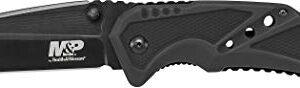 Smith & Wesson M&P SWMP11B 8.9in High Carbon S.S. Folding Knife with 3.8in Tanto Point Blade and Aluminum Handle for Outdoor, Tactical, Survival and EDC, One Size, Black