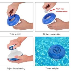 ATIE Floating 1" Mini Small Chlorine Tablet Dispenser with Built-in Floating Thermometer for Pool, Spa, Hot Tub, Fountain, Perfect for Inflatable Above-Ground Pools