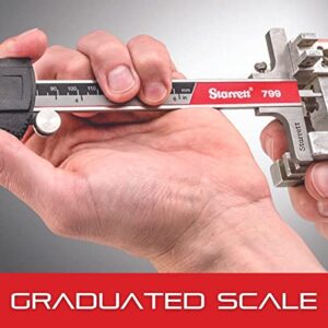 Starrett Stainless Steel Electronic Slide Caliper - 0-8" Range, 0005" Resolution, LCD Display, Fine Adjustment Thumb Wheel, in/mm Conversion - EC799A-8/200