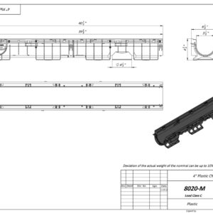 Vodaland - 4 inch Trench Drain cast Iron Package Slotted - 4.8" Depth - PC8020