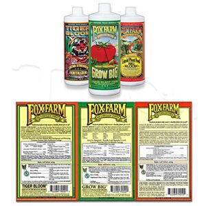 fox farm liquid nutrient soil trio- pints: big bloom, grow big, tiger bloom (pack of 3-16 oz. bottles)