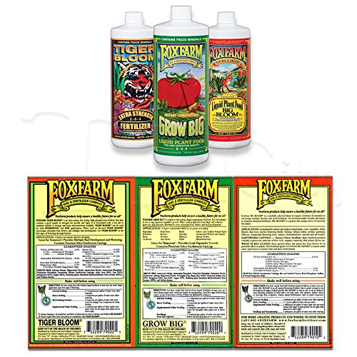 Fox Farm Liquid Nutrient Soil Trio- Pints: Big Bloom, Grow Big, Tiger Bloom (Pack of 3-16 oz. Bottles)