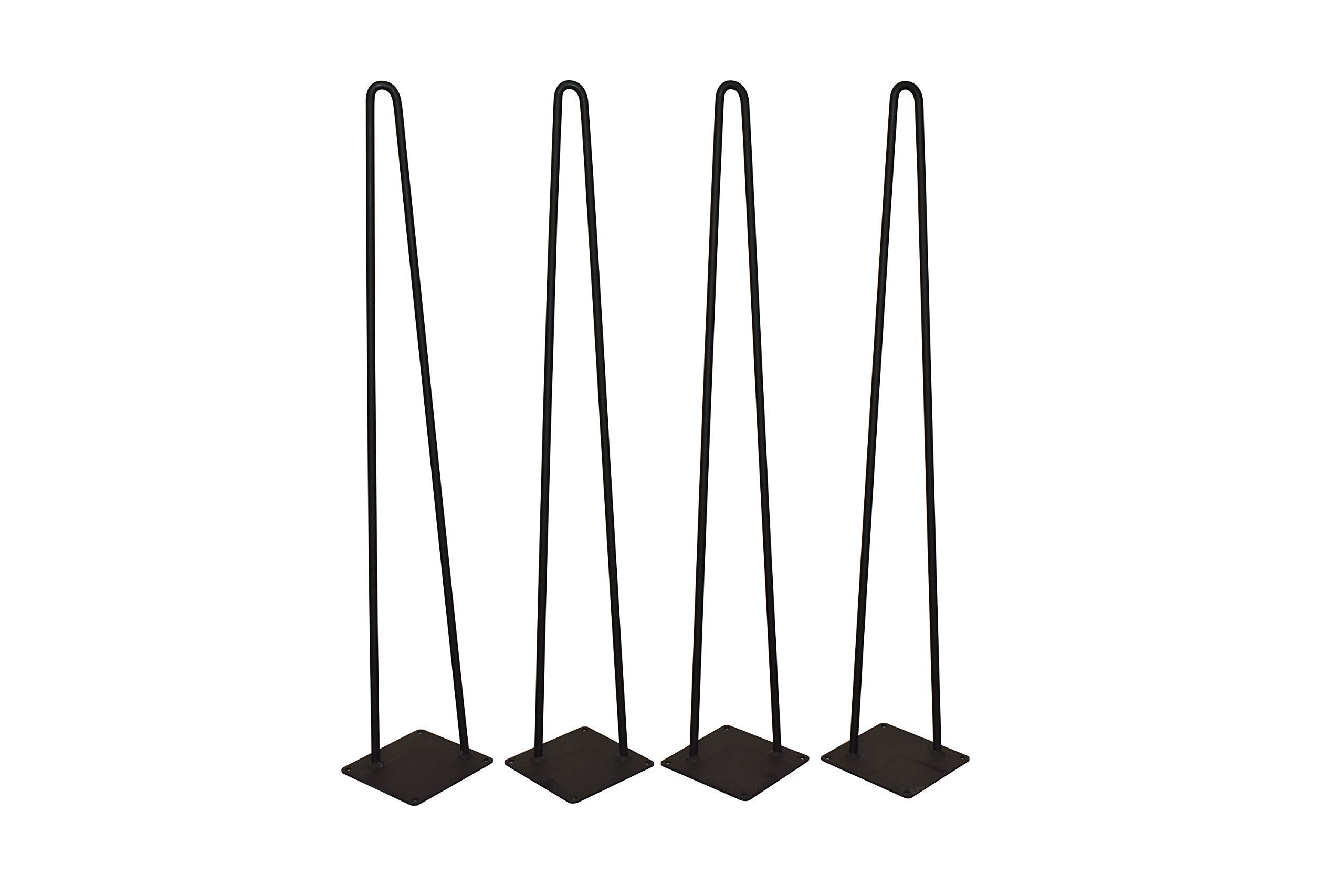 Hairpin legs set of 4Industrial,2-rod Hairpin legs,12" to 28" high Choose from Size and raw,Powder coated Clear matte,and powder coat Matte flat Black | Ships free in 48Hr. Made in the USA