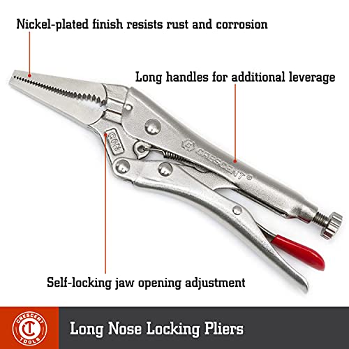 Crescent 5 Piece 5 Inch, 7 Inch & 10 Inch Curved Jaw & 6 Inch & 9 Inch Long Nose Locking Pliers with Wire Cutter - CLP5SETN