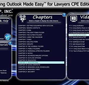 TEACHUCOMP Video Training Tutorial for Microsoft Outlook for Lawyers / Attorneys v. 2016 Product Key Card (Download) Course and PDF Manual