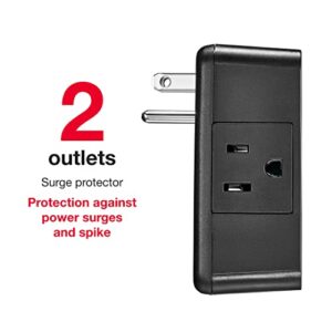 Rocketfish 2-Outlet Surge Protector - Low-Profile Protection for Devices - Black