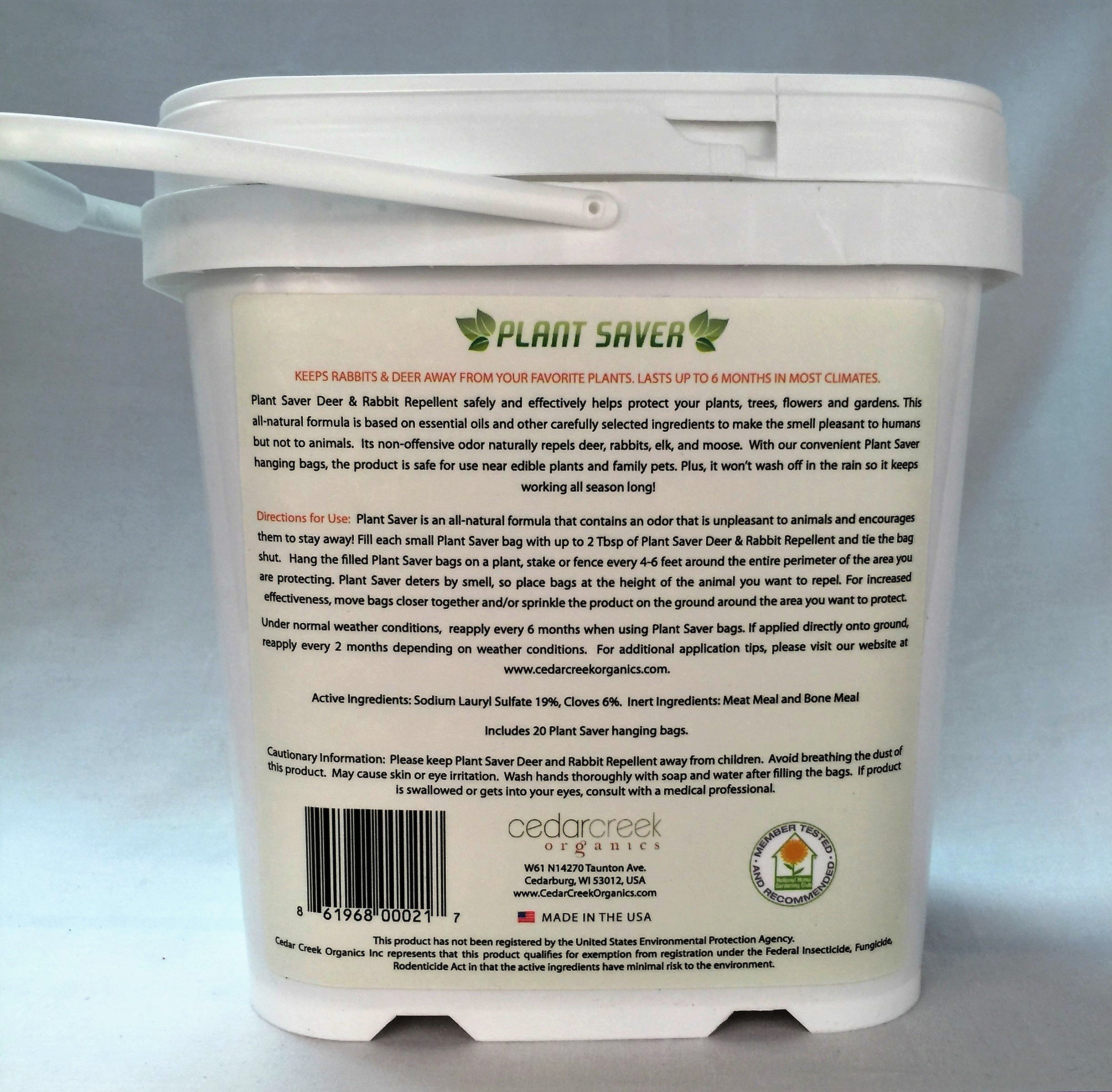 Plant Saver All Natural Deer & Rabbit Repellent, 4 lb. Tub, 20 refillable Bags