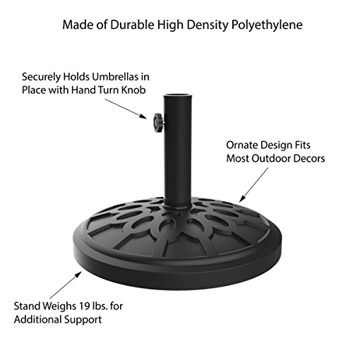 Pure Garden Patio Umbrella Base - 19 lbs Black 1.9"