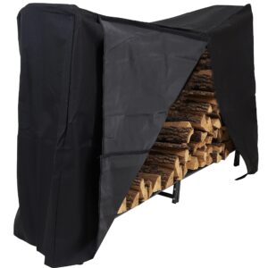 sunnydaze indoor/outdoor 6-foot decorative firewood log rack with black heavy-duty weather-resistant pvc cover