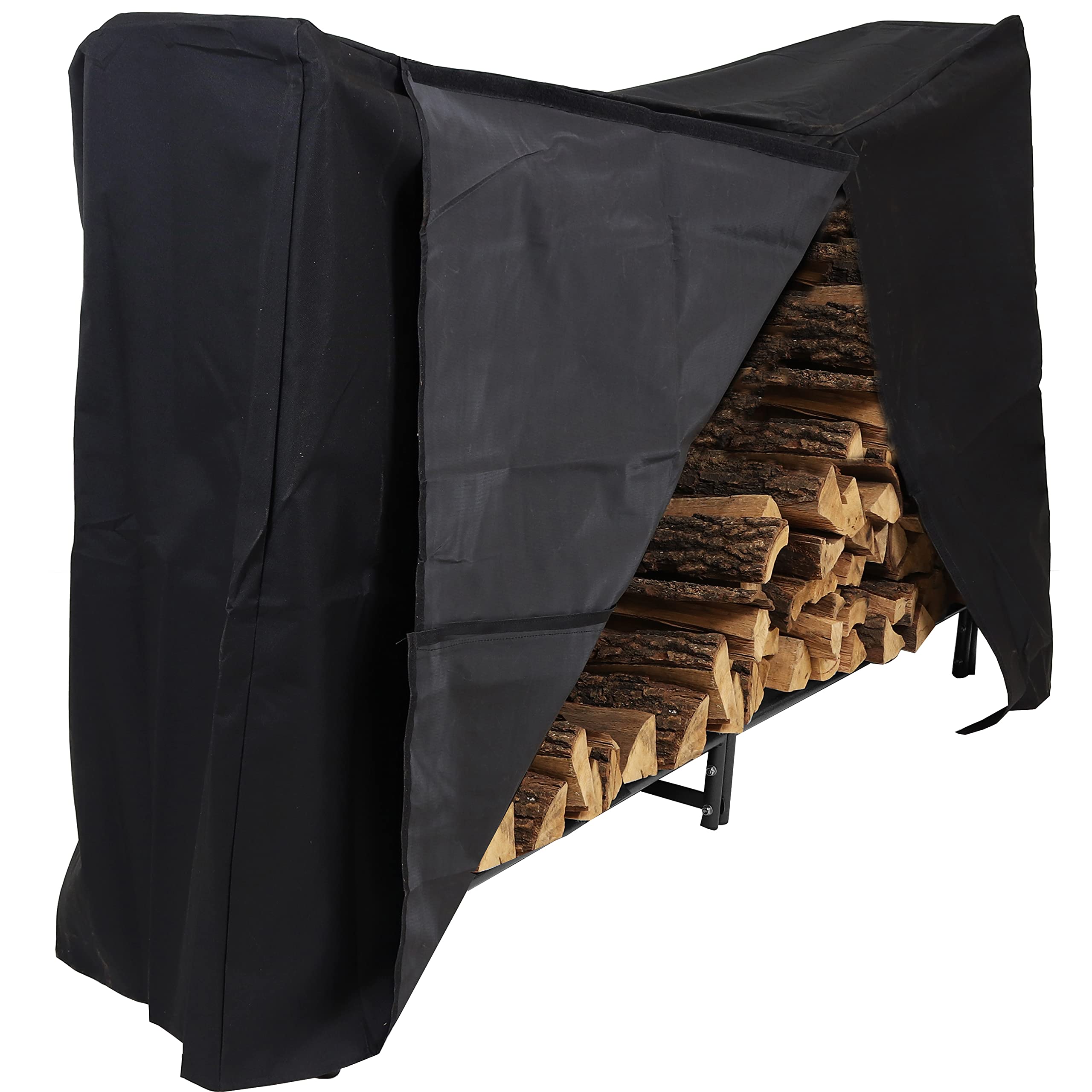 Sunnydaze Indoor/Outdoor 6-Foot Decorative Firewood Log Rack with Black Heavy-Duty Weather-Resistant PVC Cover