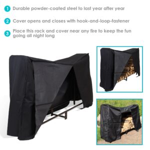 Sunnydaze Indoor/Outdoor 6-Foot Decorative Firewood Log Rack with Black Heavy-Duty Weather-Resistant PVC Cover