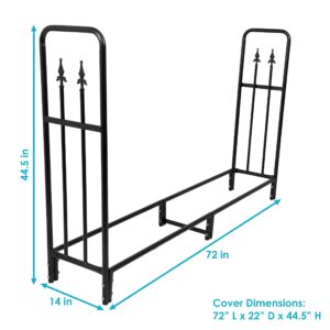 Sunnydaze Indoor/Outdoor 6-Foot Decorative Firewood Log Rack with Black Heavy-Duty Weather-Resistant PVC Cover