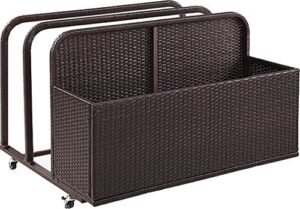 crosley furniture co7303-br palm harbor outdoor wicker rolling pool float caddy, brown