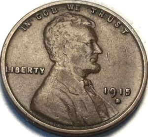 1915 d lincoln wheat cent penny seller fine