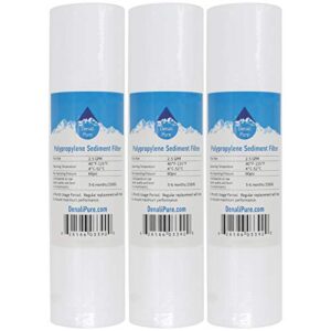 3-pack replacement for apec roes-50 polypropylene sediment filter - universal 10-inch 5-micron cartridge compatible with apec roes-50 - essence 5-stage 50 gpd reverse osmosis system - denali pure
