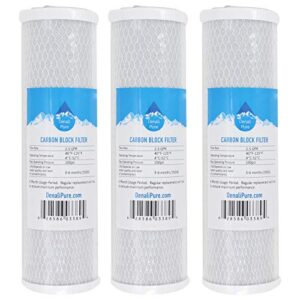 3-Pack Replacement for Compatible with Vitapur VRO-3 Activated Carbon Block Filter - Universal 10 inch Filter Compatible with Vitapur 3-Stage Reverse Osmosis System - Denali Pure Brand