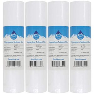 4-pack replacement for aqua pure ap102t polypropylene sediment filter - universal 10-inch 5-micron cartridge compatible with aqua pure ap102t residential whole house water filter - denali pure brand