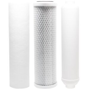replacement filter kit compatible with purevalue 4ez50 ro system - includes carbon block filter, pp sediment filter & inline filter cartridge - denali pure brand