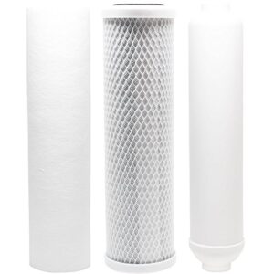 replacement filter kit compatible with rainsoft 9596 ro system - includes carbon block filter, pp sediment filter & inline filter cartridge - denali pure brand