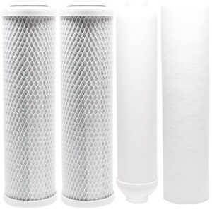 replacement filter kit compatible with apec roes-50 ro system - includes carbon block filters, pp sediment filter & inline filter cartridge - denali pure brand