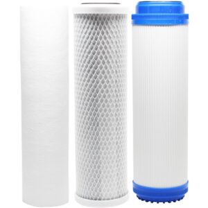 replacement filter kit compatible with aquasafe aquarium ii ro system - includes carbon block filter, pp sediment filter & gac filter - denali pure brand