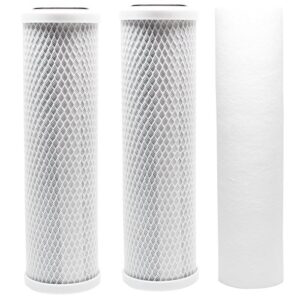 replacement filter kit compatible with krystal pure kr15 ro system - includes carbon block filters & polypropylene sediment filter - denali pure brand