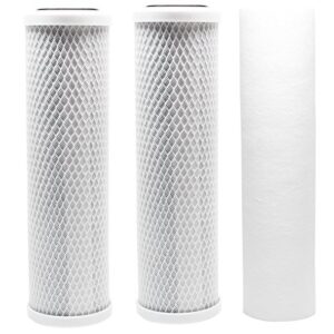 replacement filter kit compatible with watts wp-4v ro system - includes carbon block filters & polypropylene sediment filter - denali pure brand