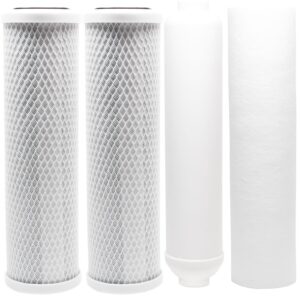 replacement filter kit compatible with watts w-525 ro system - includes carbon block filters, pp sediment filter & inline filter cartridge - denali pure brand