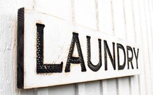 laundry sign -carved- large 40"x8" rustic carved wood wall art - farmhouse cottagecore decor