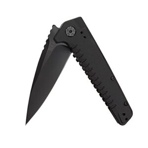 kershaw fatback pocketknife, 3.5" 8cr13mov steel drop point plain edge blade, tactical edc, one-handed assisted flipper opening,black