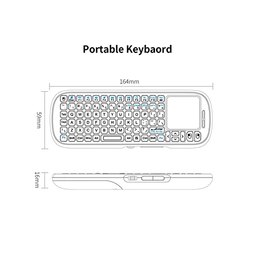 iPazzPort 2.4G Mini Wireless Keyboard with Touchpad Mouse Combo, Lightweight Portable Keyboard Controller, Compatible with Android TV Box/PC/Tablets/PS4/Raspberry Pi 3/HTPC KP-810-19S