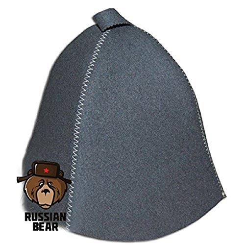 RussianBear ™ Gray Polished Wool Hat for Sauna Banya Bath House Head Protection Unisex